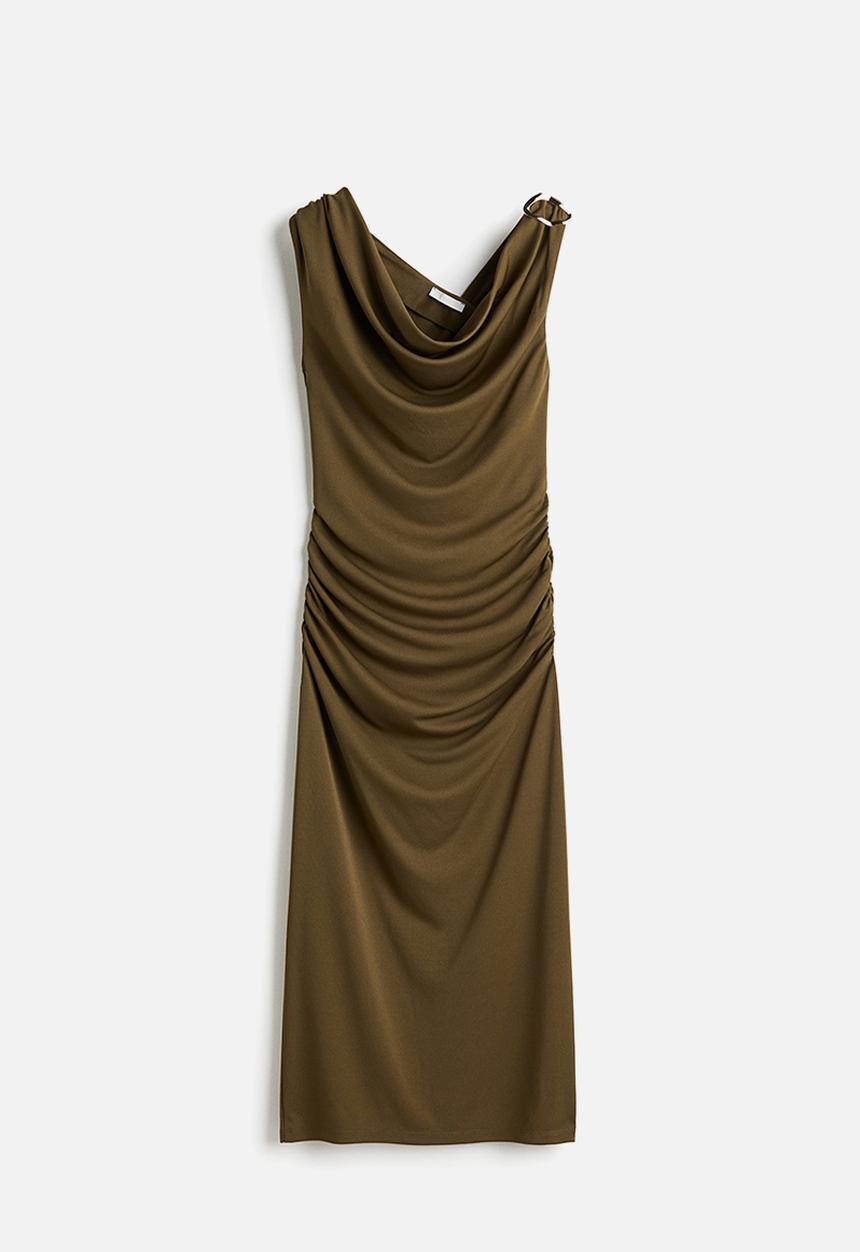H&M - Draped dress - dark khaki green