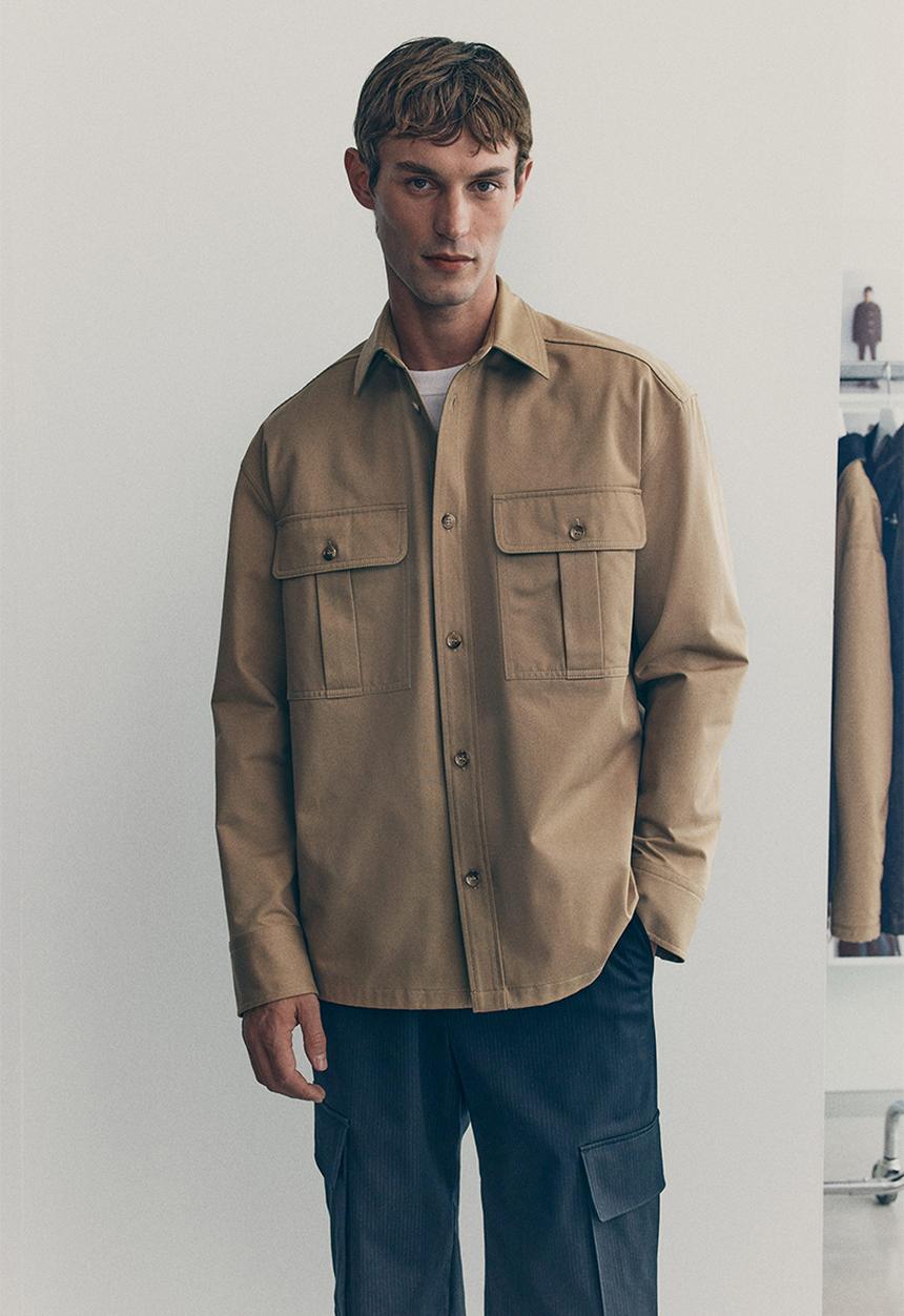 H&M - Cotton twill utility overshirt - beige
