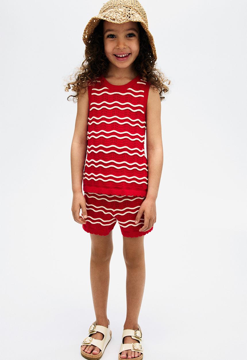 H&M - 2-Piece pointelle-knit set - red/white striped 
