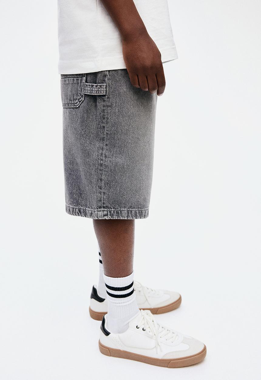 H&M - Denim carpenter shorts - washed grey