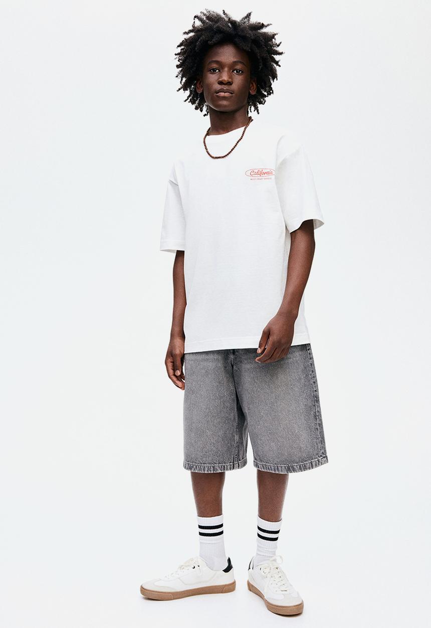 H&M - Denim carpenter shorts - washed grey