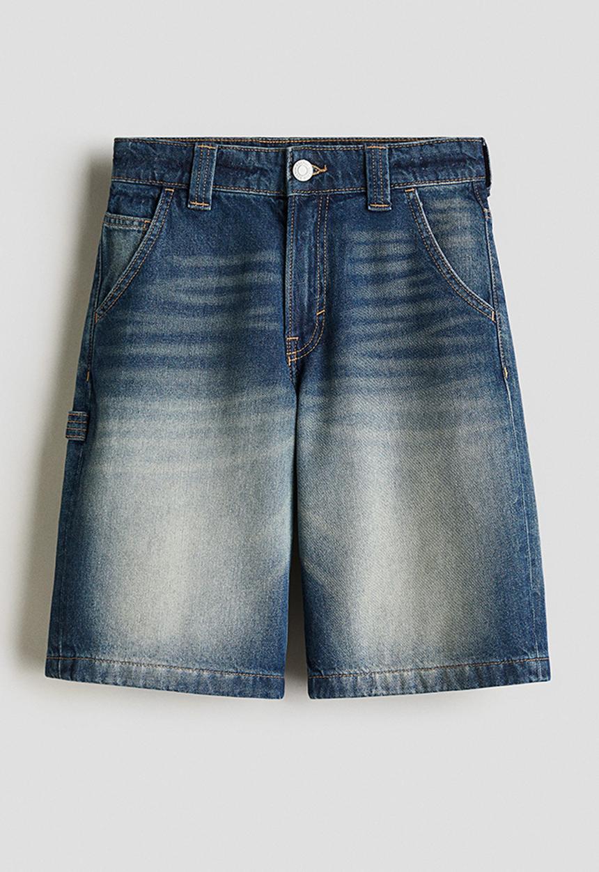 H&M - Denim carpenter shorts - dark denim blue