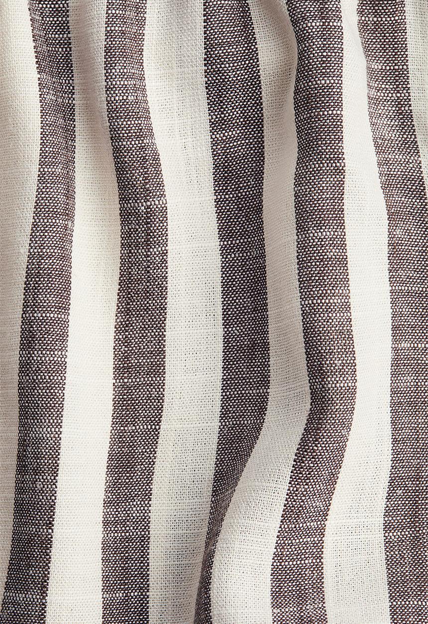 H&M - Linen-blend drawstring shorts - brown striped