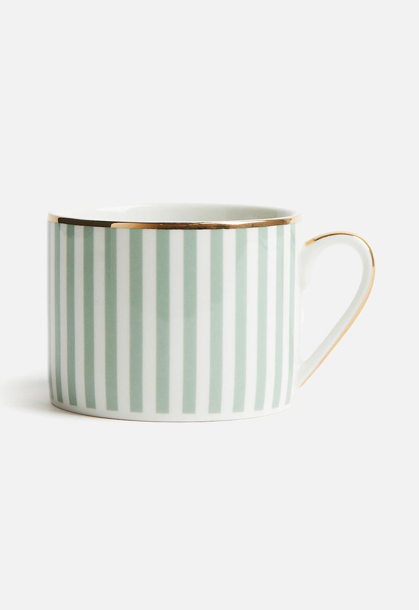 H&M - Porcelain cup - light sage green striped
