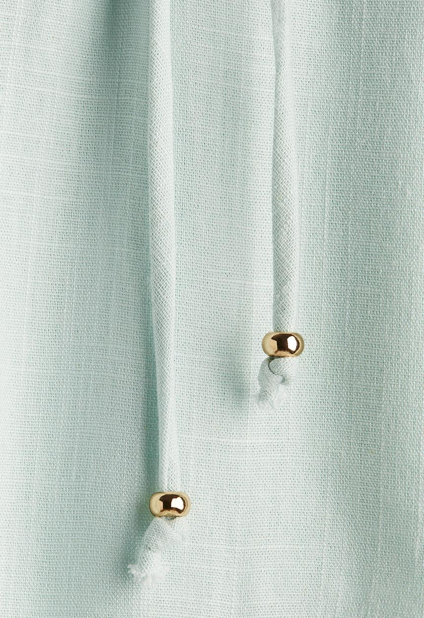 H&M - Linen-blend drawstring shorts - light turquoise