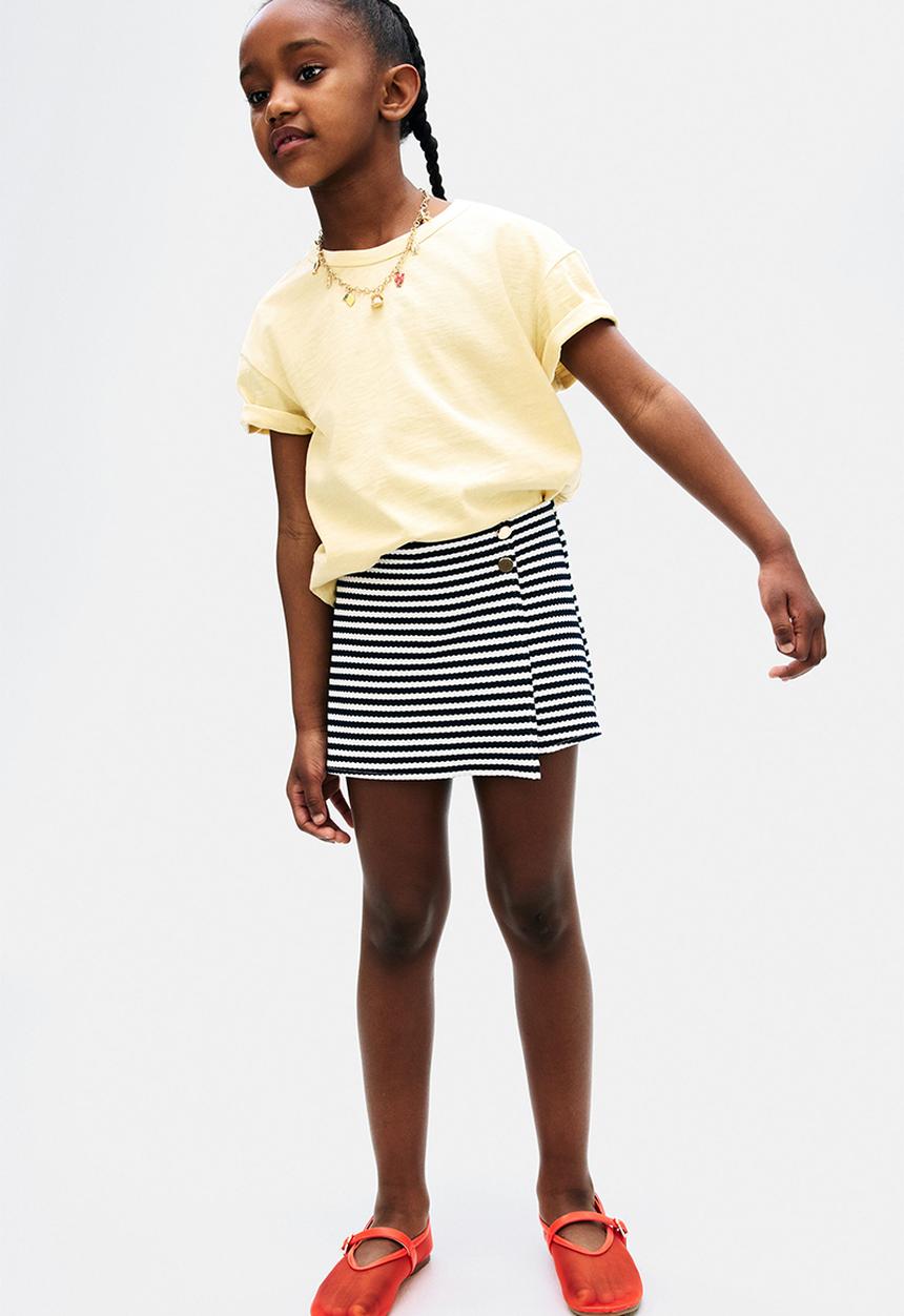 H&M - Textured skort - navy blue/striped 