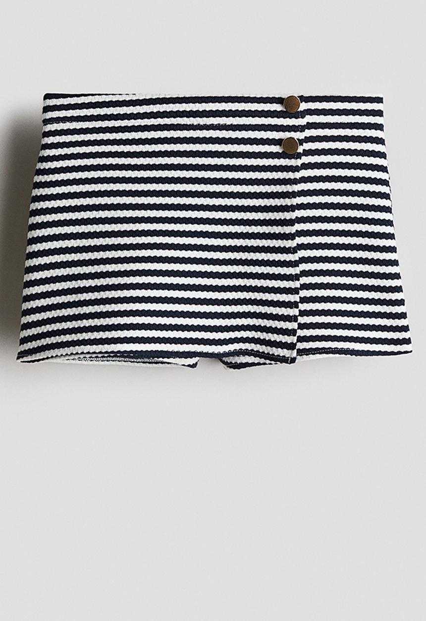 H&M - Textured skort - navy blue/striped 