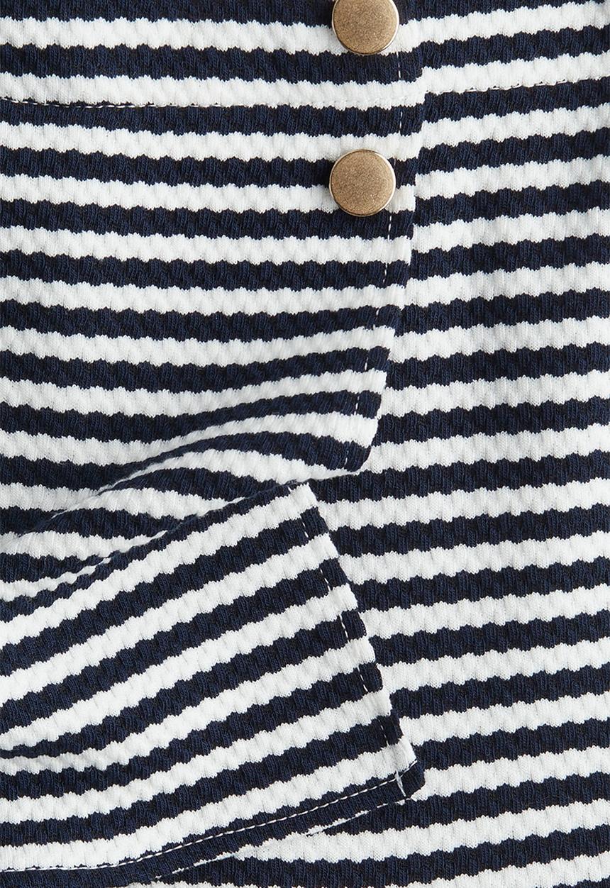 H&M - Textured skort - navy blue/striped 