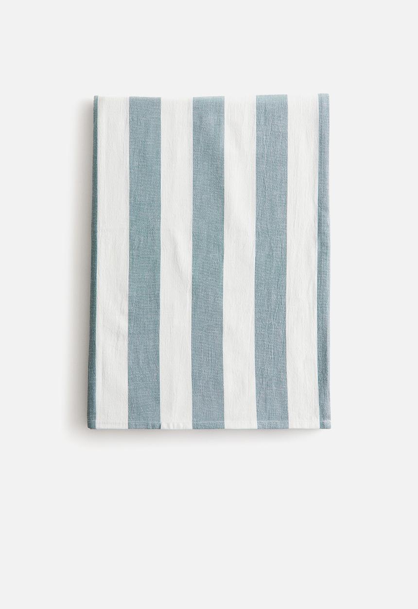 H&M - Patterned cotton tablecloth - dusty blue striped