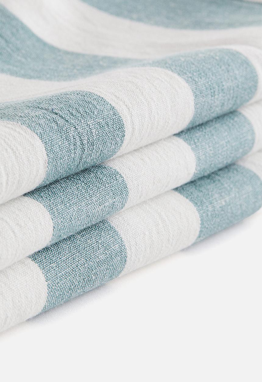 H&M - Patterned cotton tablecloth - dusty blue striped
