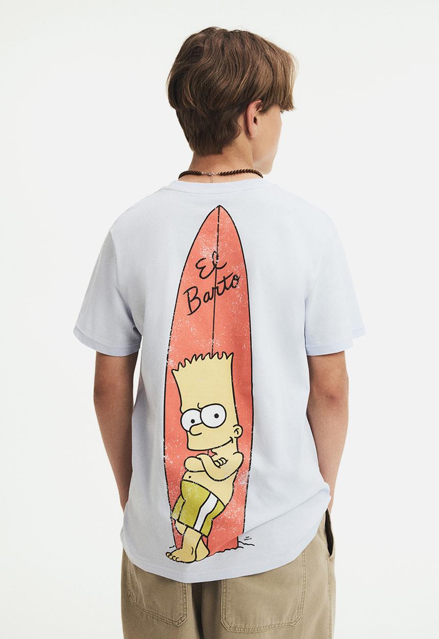 H&M - Print-motif cotton T-shirt - light blue/the simpsons