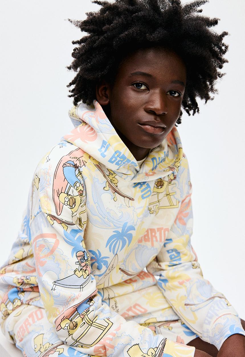 H&M - Printed hoodie - light blue/the simpsons