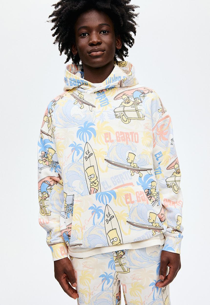 H&M - Printed hoodie - light blue/the simpsons
