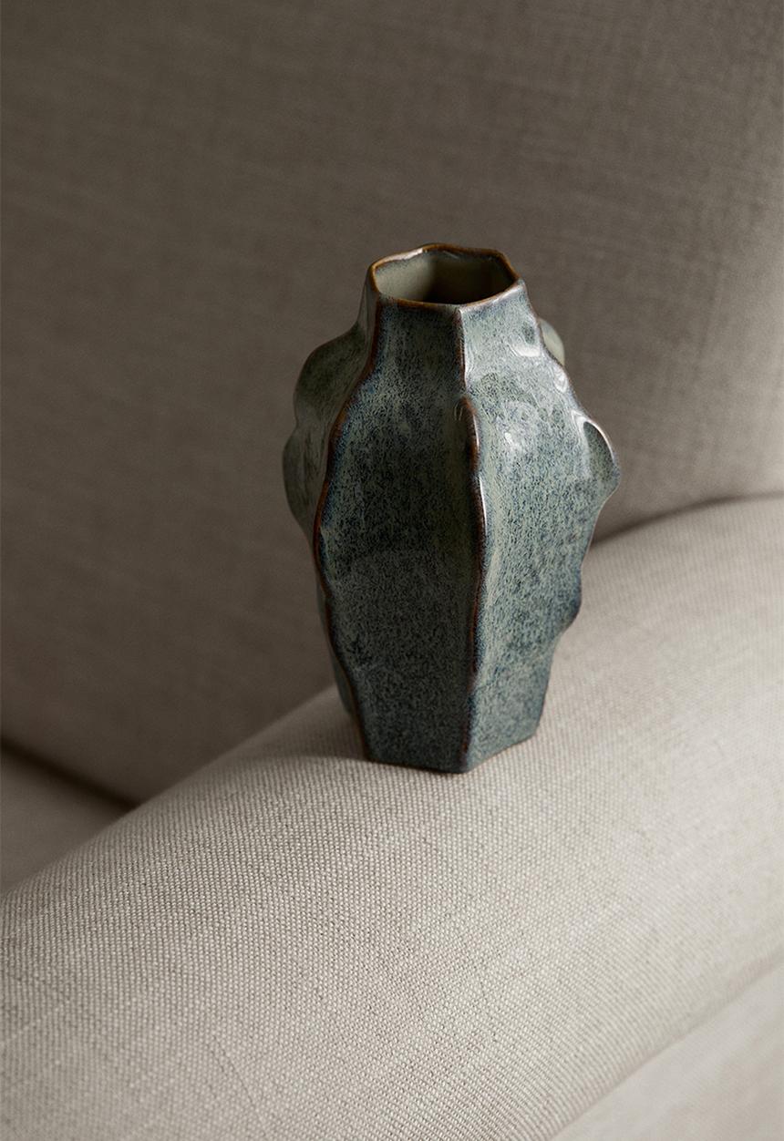H&M - Small stoneware vase - turquoise