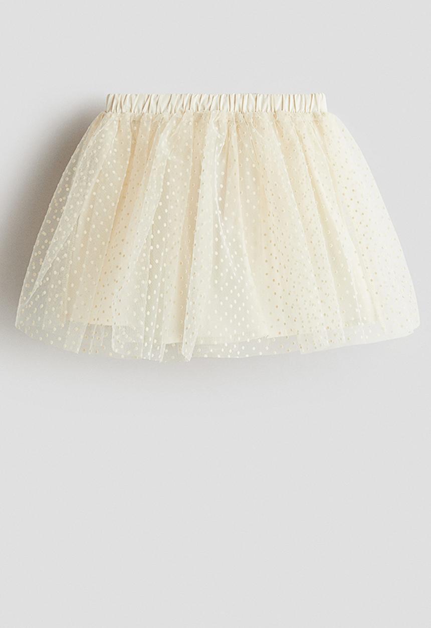 H&M - Flock-print tulle skirt - cream