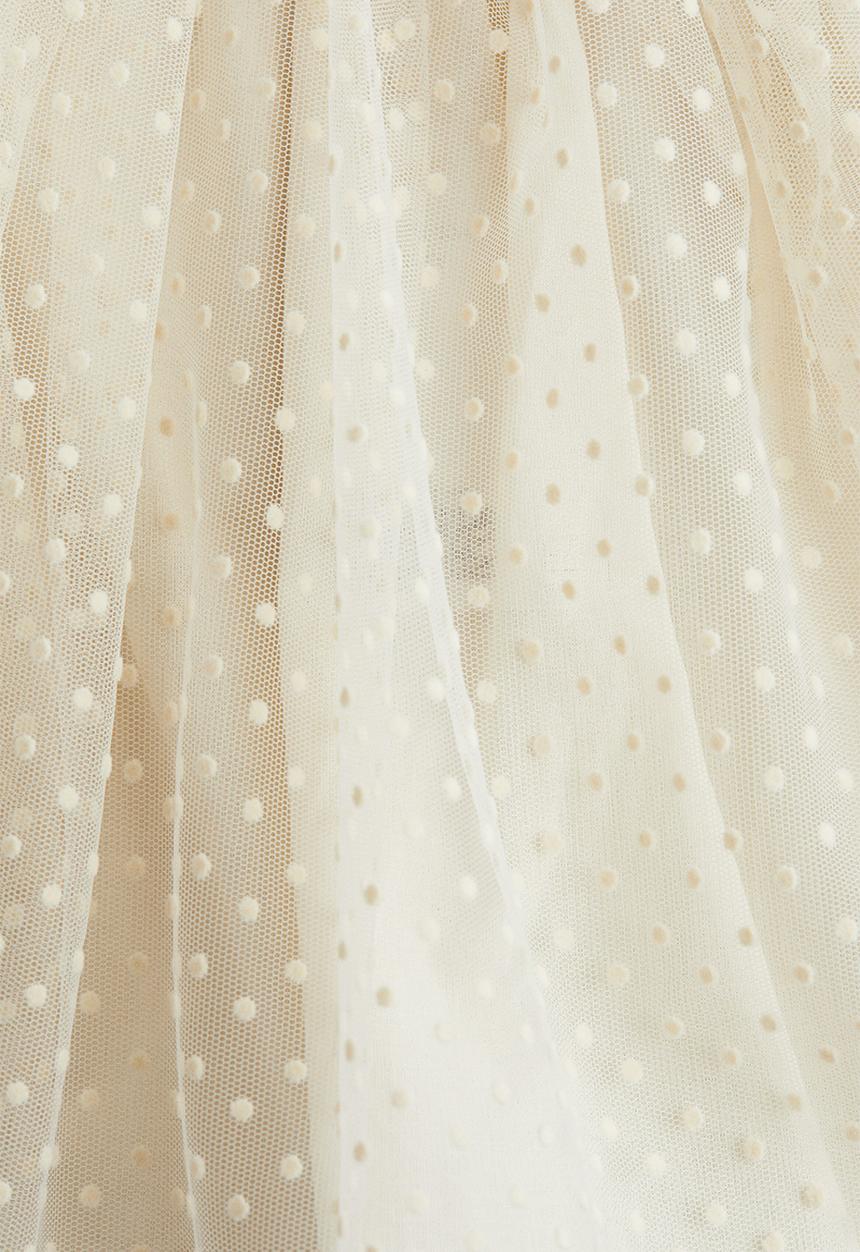 H&M - Flock-print tulle skirt - cream