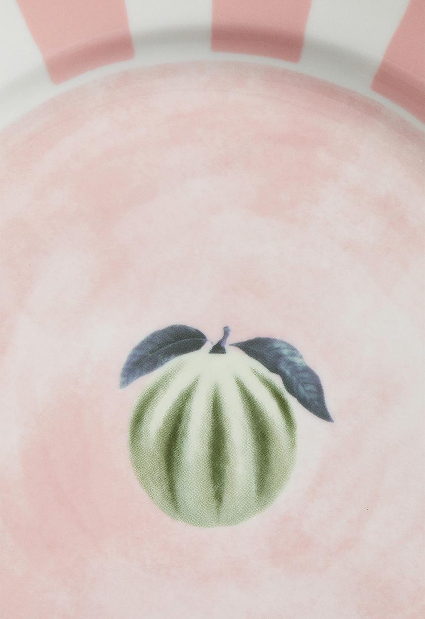 H&M - Motif-detail porcelain mid plate - pink/melon
