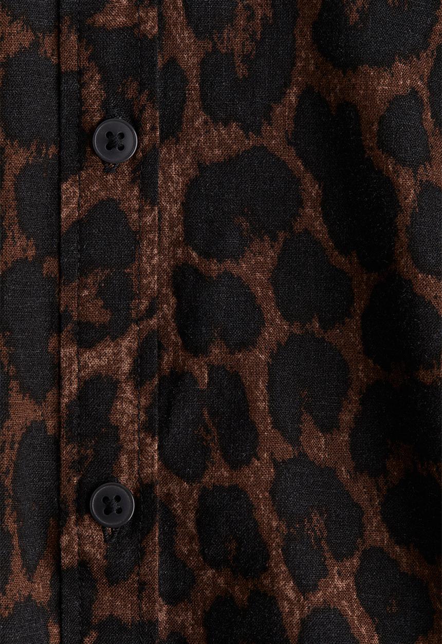 H&M - Linen-blend blouse - brown/leopard print