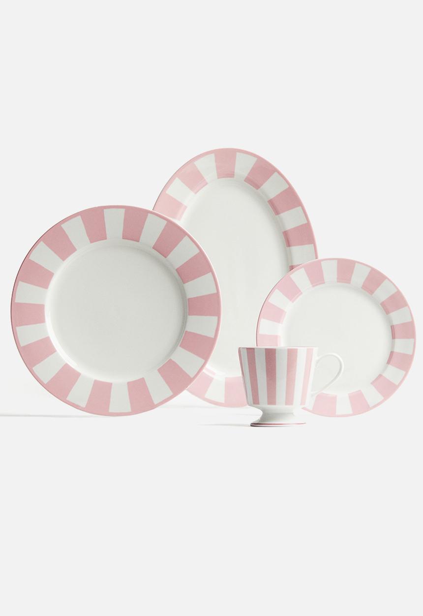 H&M - Porcelain mid plate - pink striped 