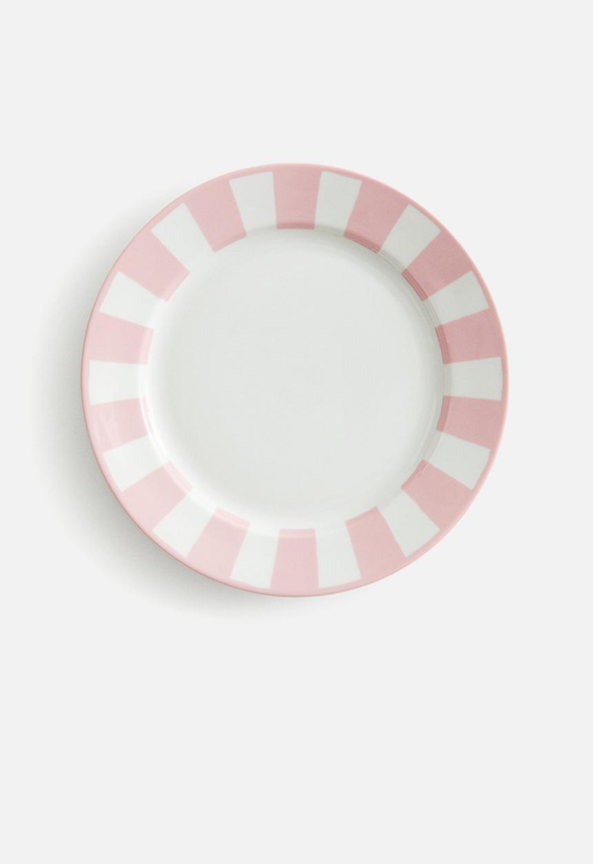 H&M - Porcelain mid plate - pink striped 