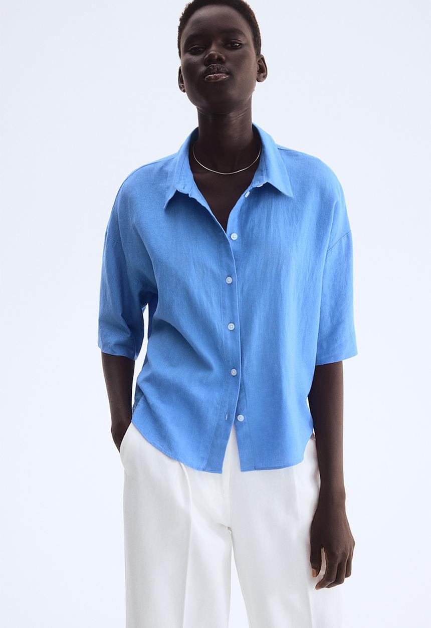 H&M - Linen-blend shirt - blue