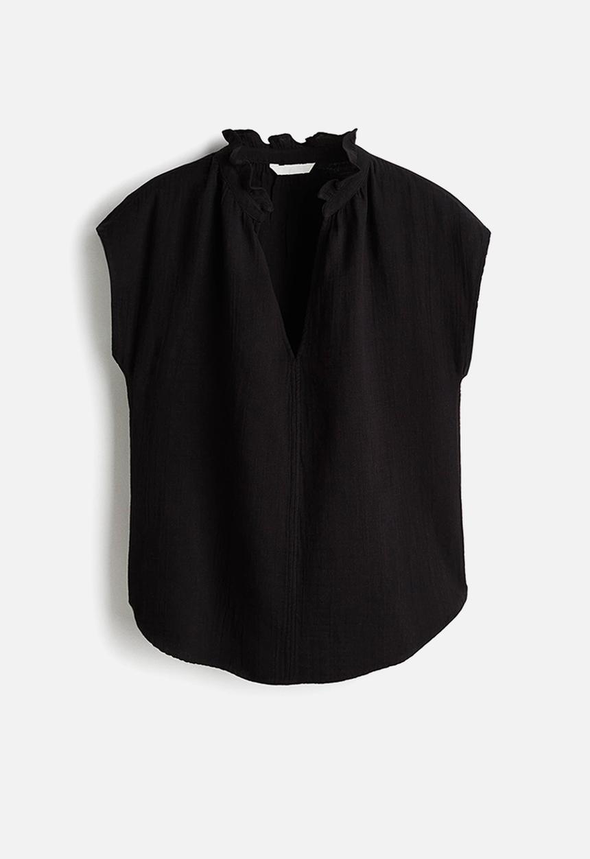 H&M - Cotton muslin blouse - black