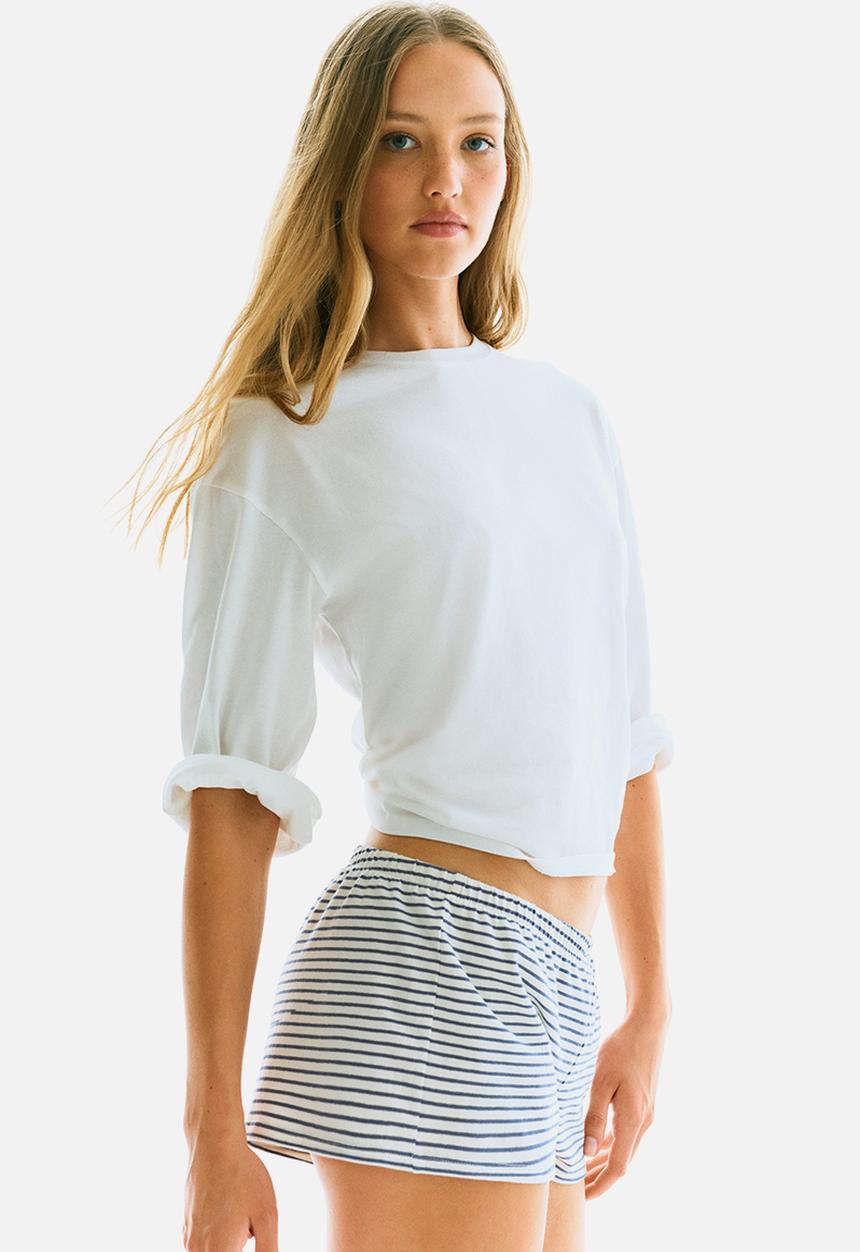 H&M - Jersey pull-on shorts - white striped 