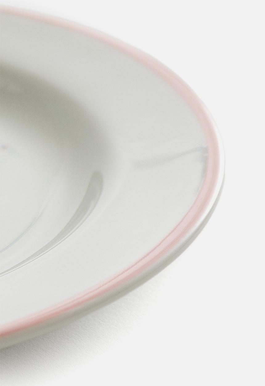 H&M - Small motif-detail porcelain plate - white/pink