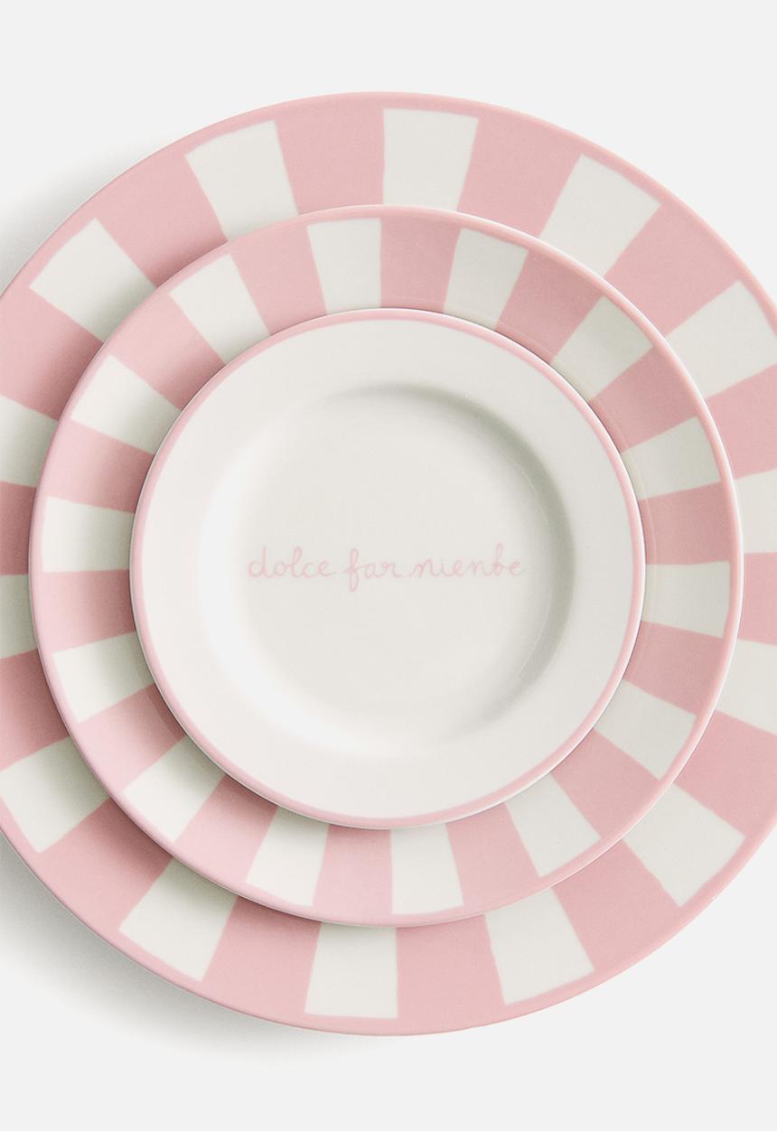 H&M - Small motif-detail porcelain plate - white/pink