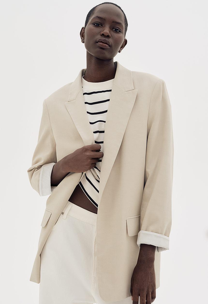 H&M - Lyocell-blend blazer - light beige
