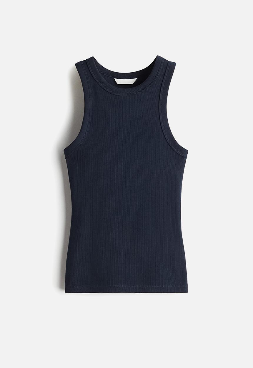 H&M - Ribbed vest top - navy blue
