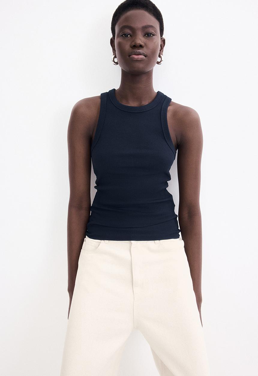 H&M - Ribbed vest top - navy blue