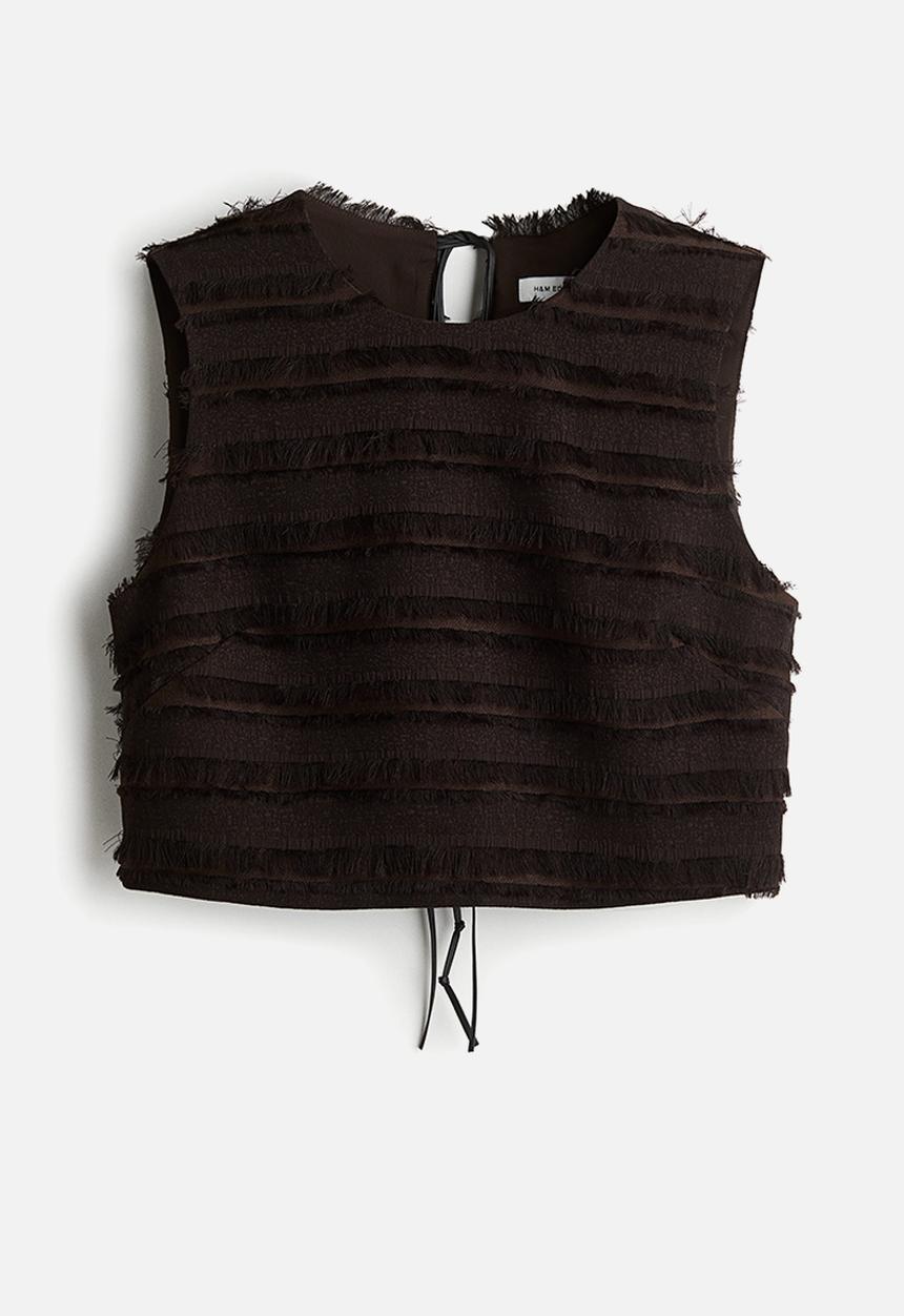 H&M - Fringe-trimmed top - dark brown
