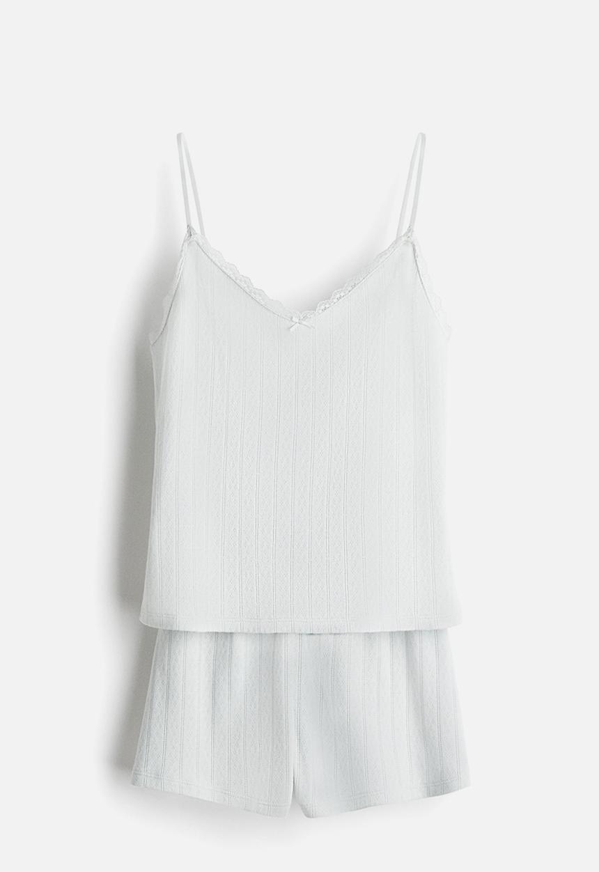 H&M - Cotton pointelle pyjamas - pale turquoise