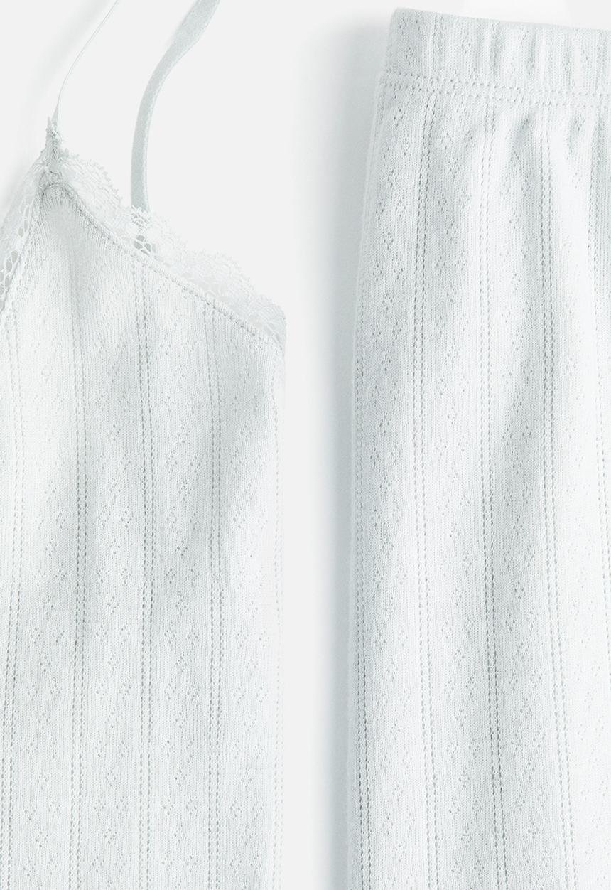 H&M - Cotton pointelle pyjamas - pale turquoise
