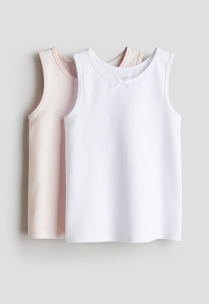 H&M - 2-Pack vest tops - pink & white