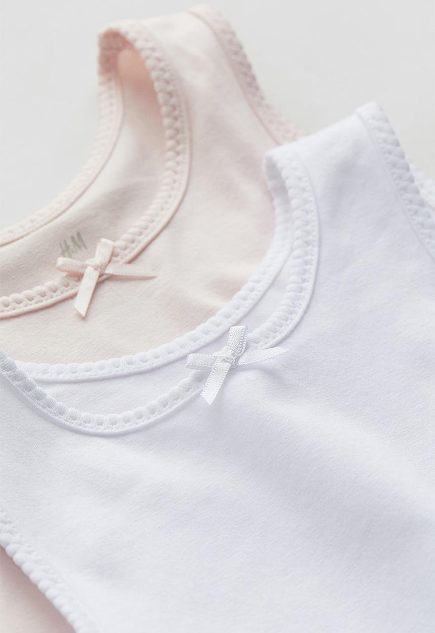 H&M - 2-Pack vest tops - pink & white