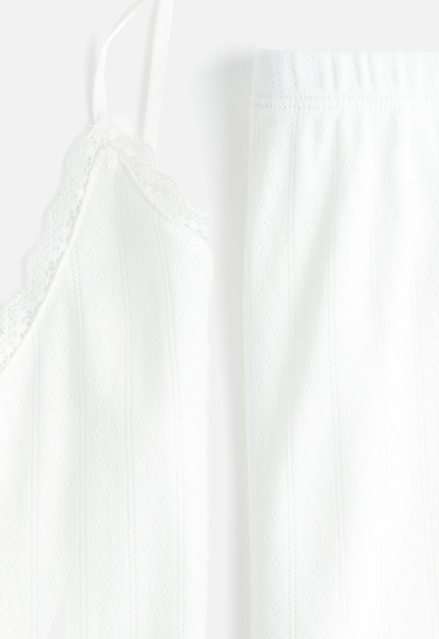 H&M - Cotton pointelle pyjamas - white
