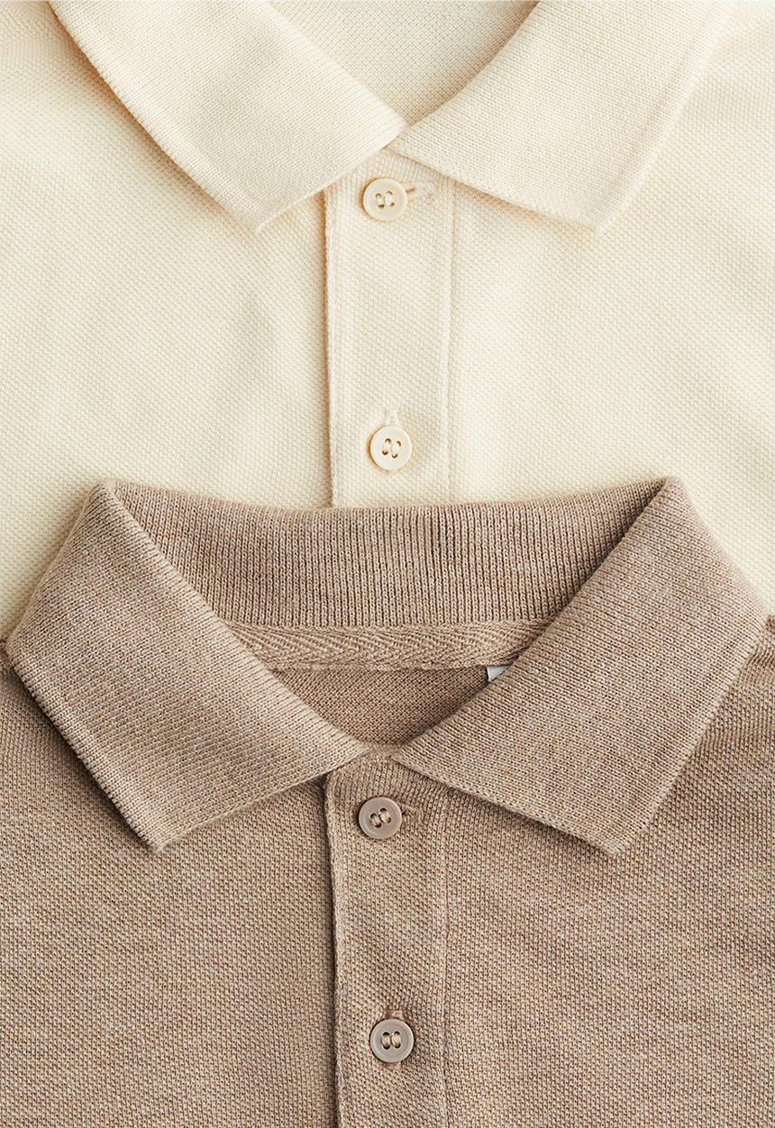 H&M - 2-Pack polo shirts - light beige & dark beige