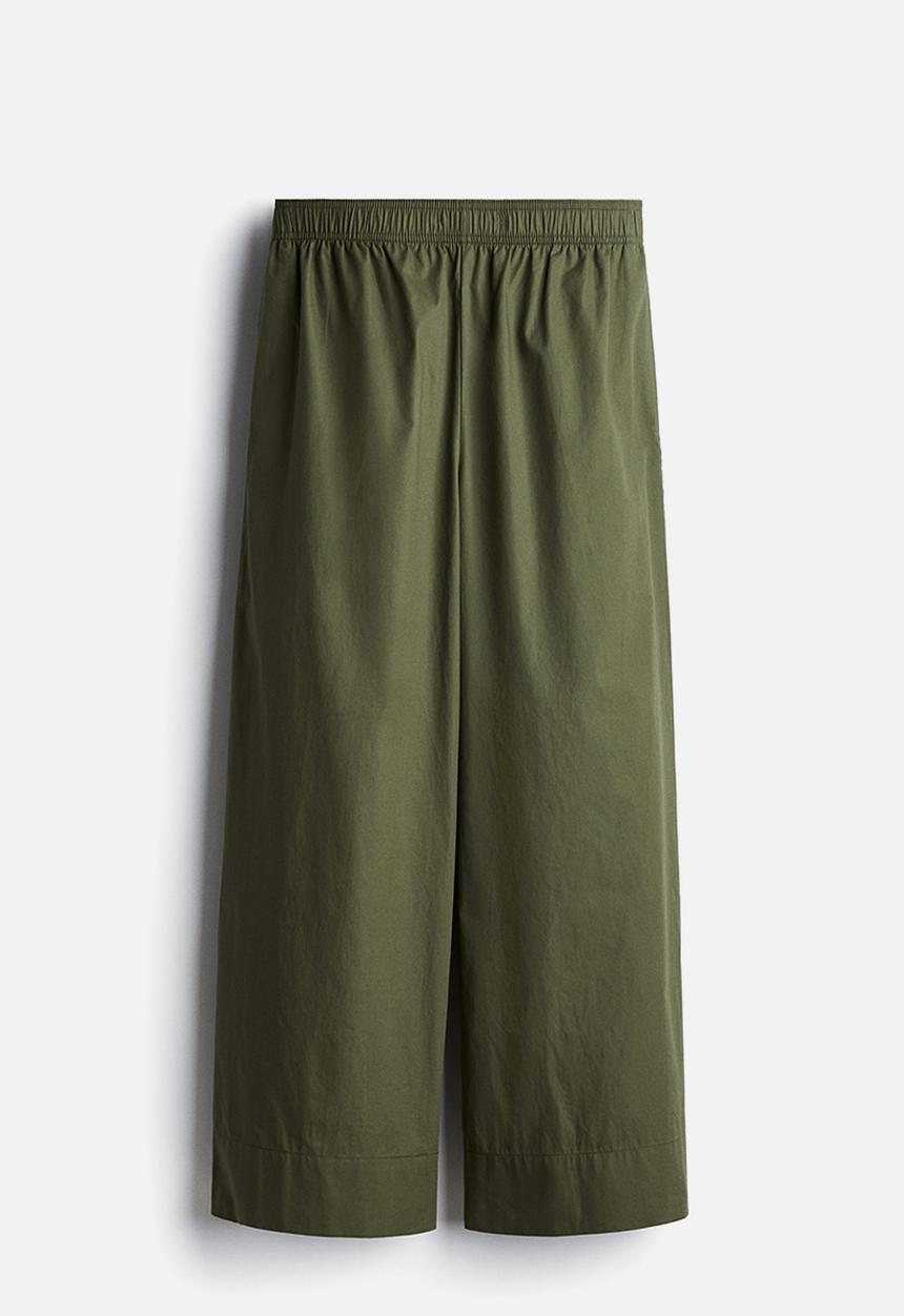 H&M - Ankle-length cotton trousers - dark khaki green