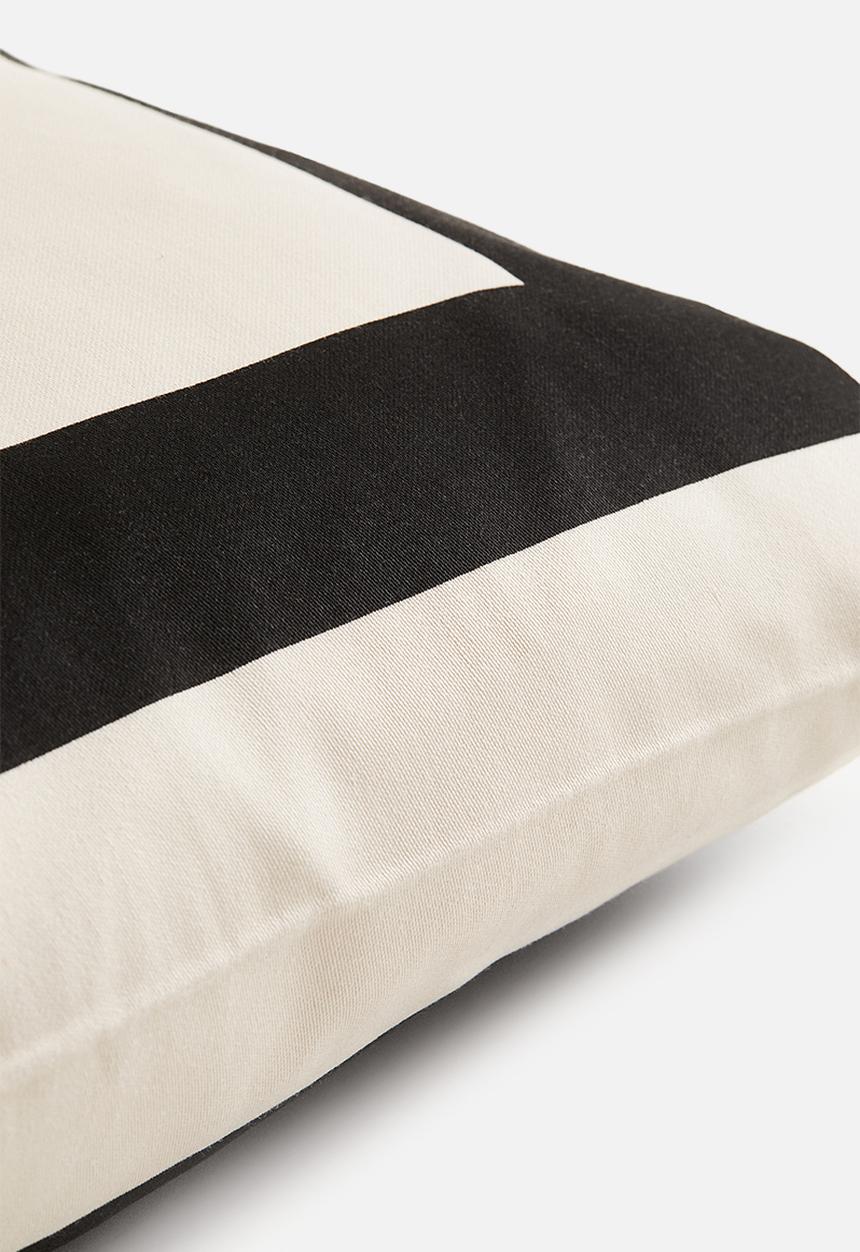 H&M - Cotton satin cushion cover - light beige/black