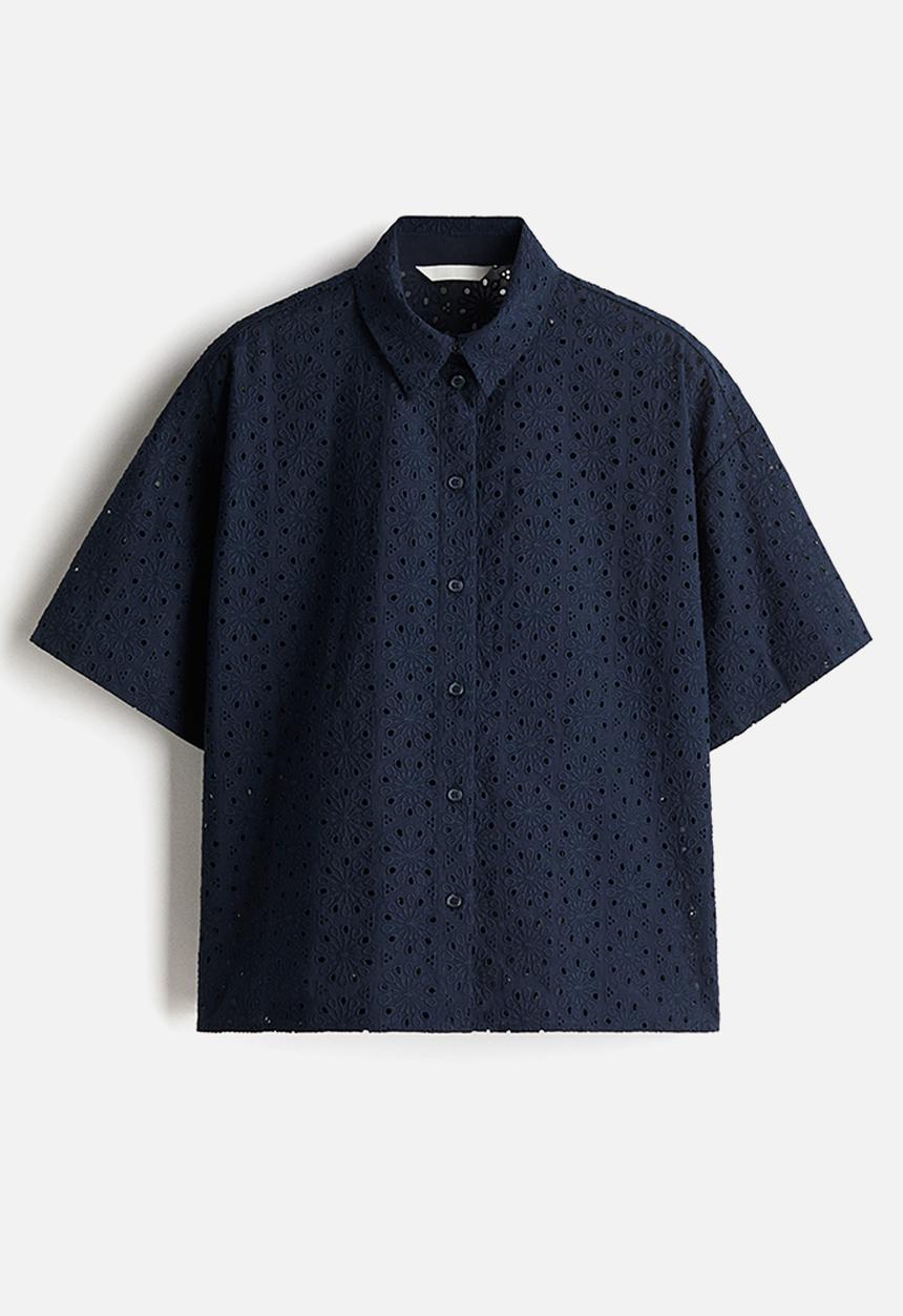 H&M - Broderie anglaise shirt - navy blue