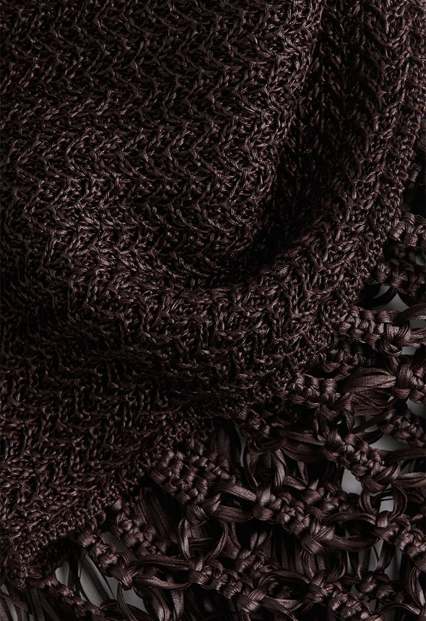 H&M - Fringed crochet-look dress - dark brown