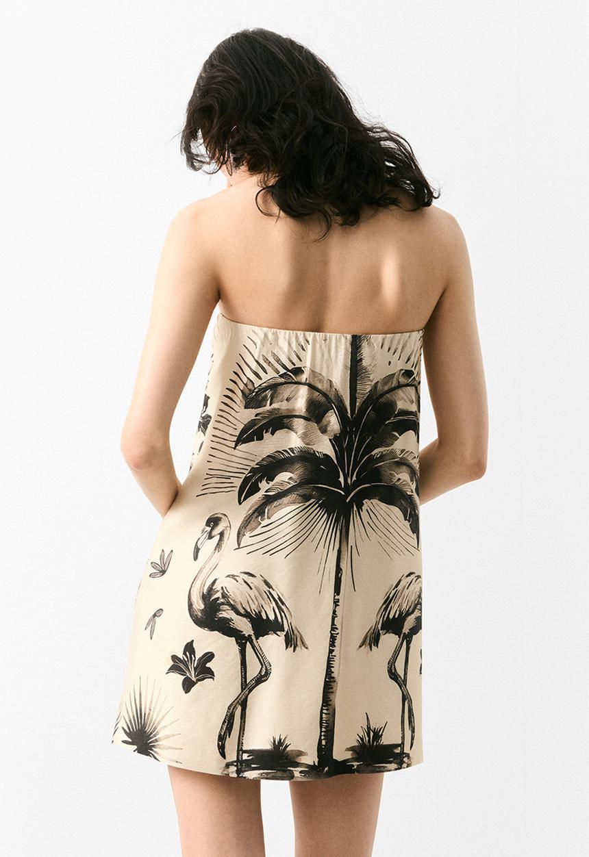 H&M - Draped bandeau dress - light beige