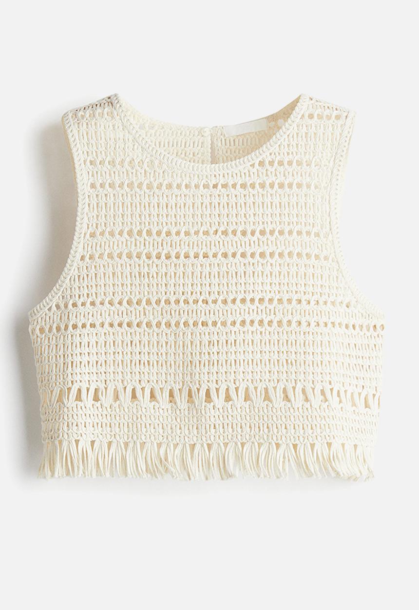 H&M - Crochet-look vest top - cream