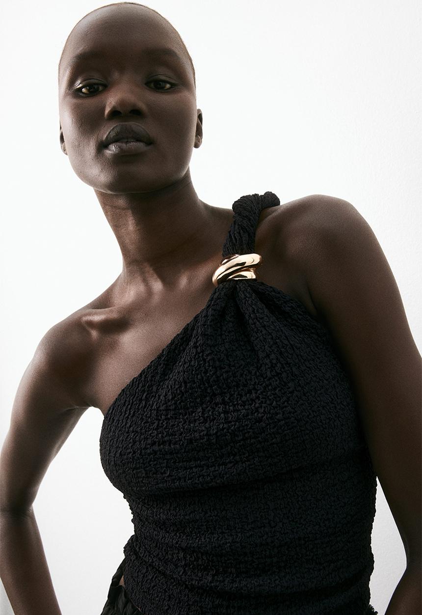 H&M - One-shoulder top - black