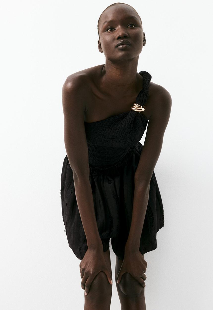 H&M - One-shoulder top - black