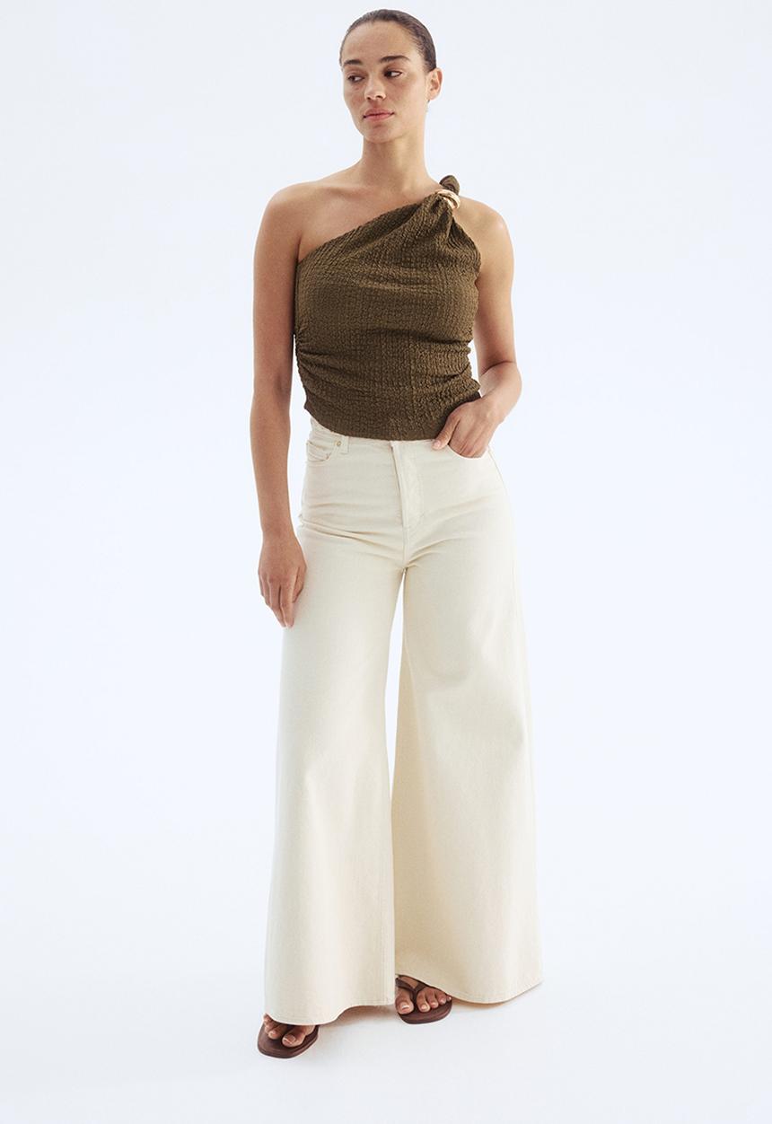 H&M - One-shoulder top - dark khaki green