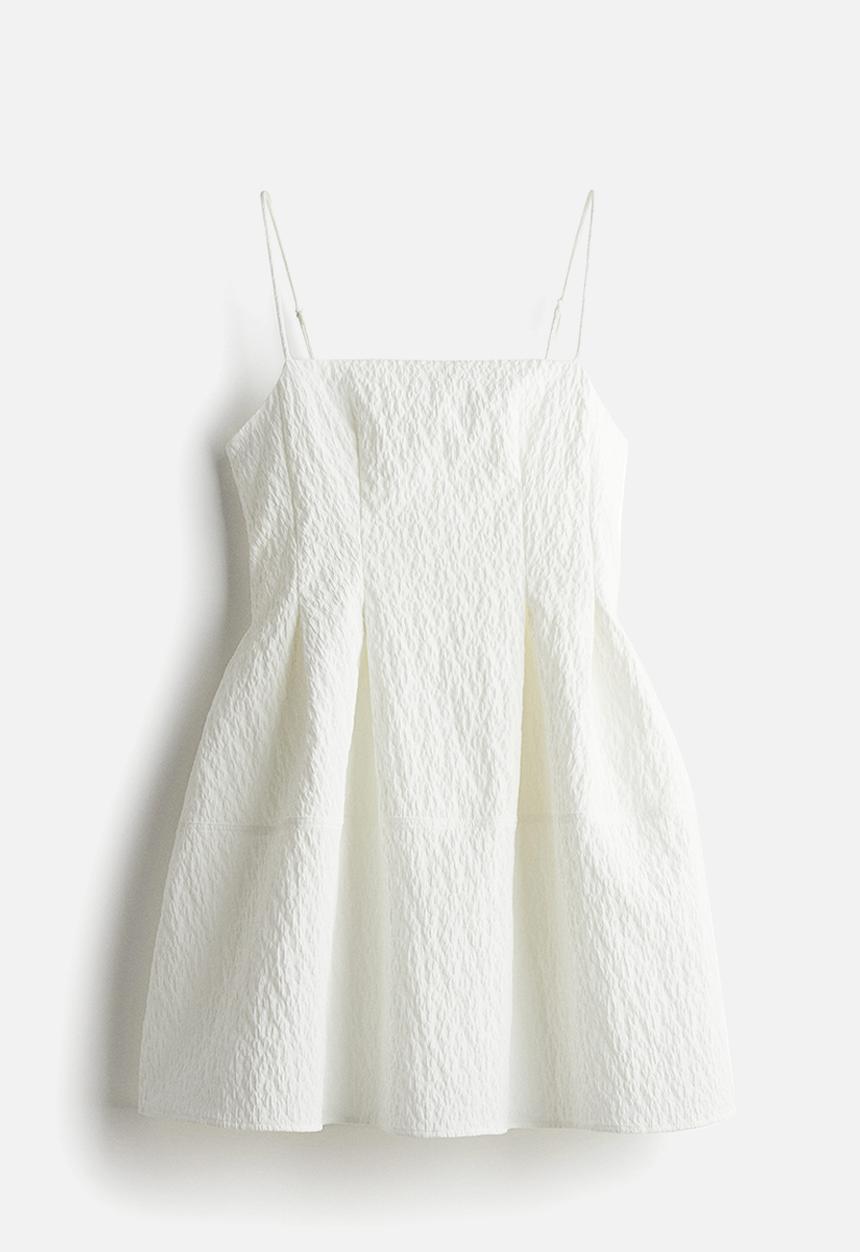 H&M - Jacquard-weave strappy dress - white