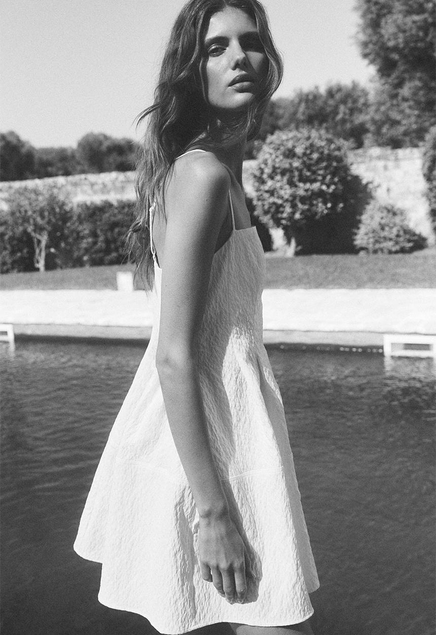 H&M - Jacquard-weave strappy dress - white